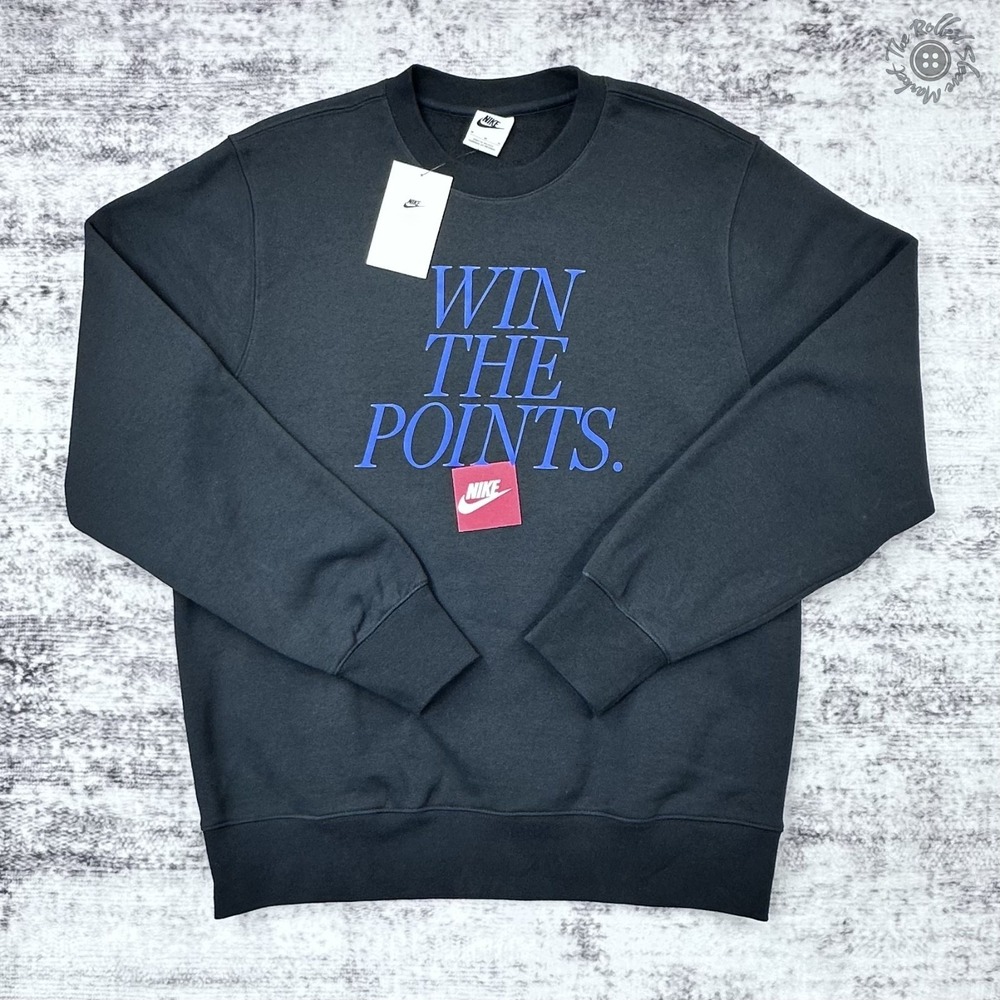 NWT Nike Win The Points Basketball Crewneck Sweatshirt Black Blue Men's‎ Medium